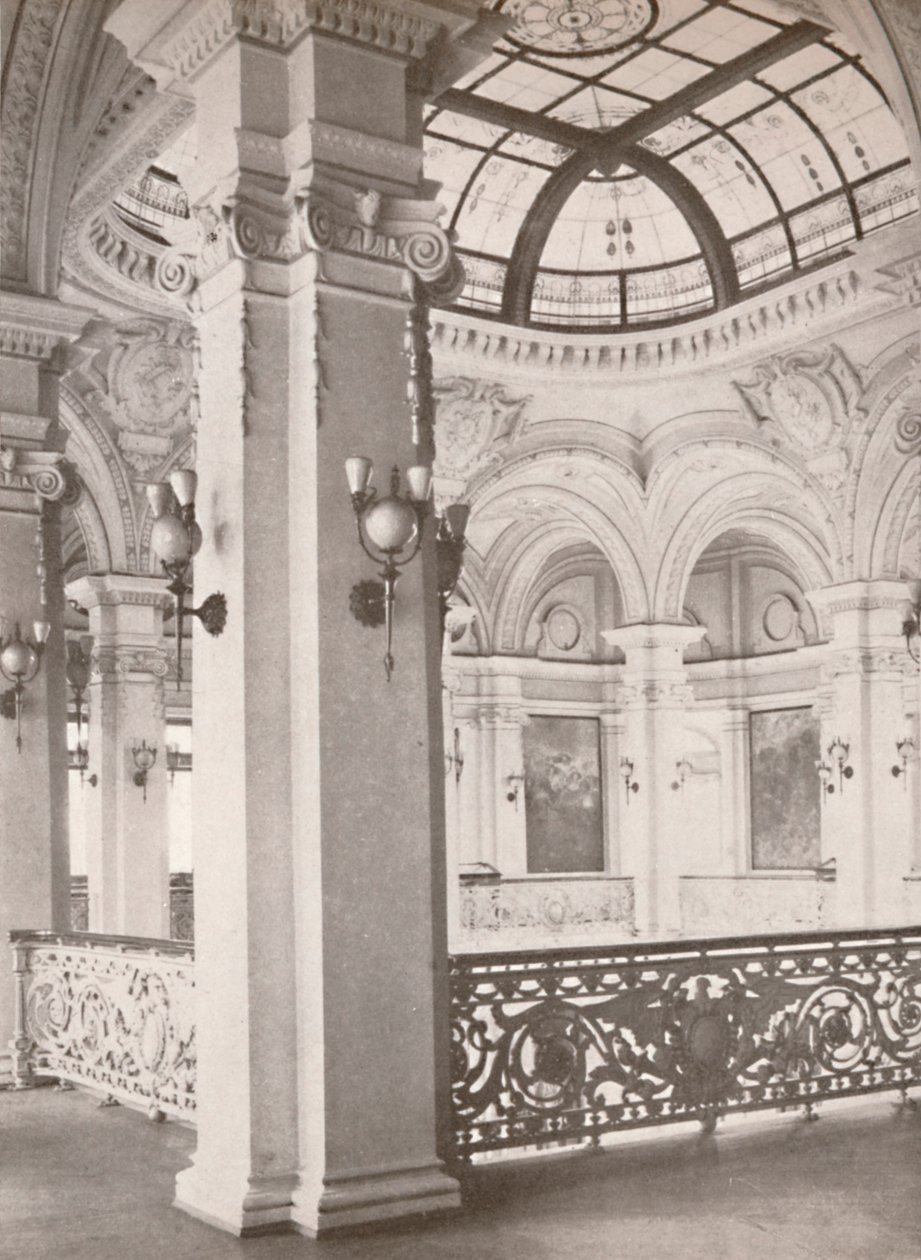 Nationalbibliothek: eine Ecke der Galerie mit Blick auf den öffentlichen Lesesaal, 1914 von Unbekannt