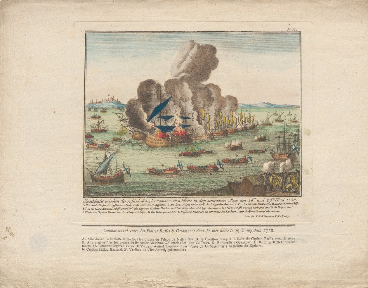 Seeschlacht zwischen der russischen und der osmanischen Flotte im Schwarzen Meer am 28. und 29. Juni 1788, 1788 von Unbekannt
