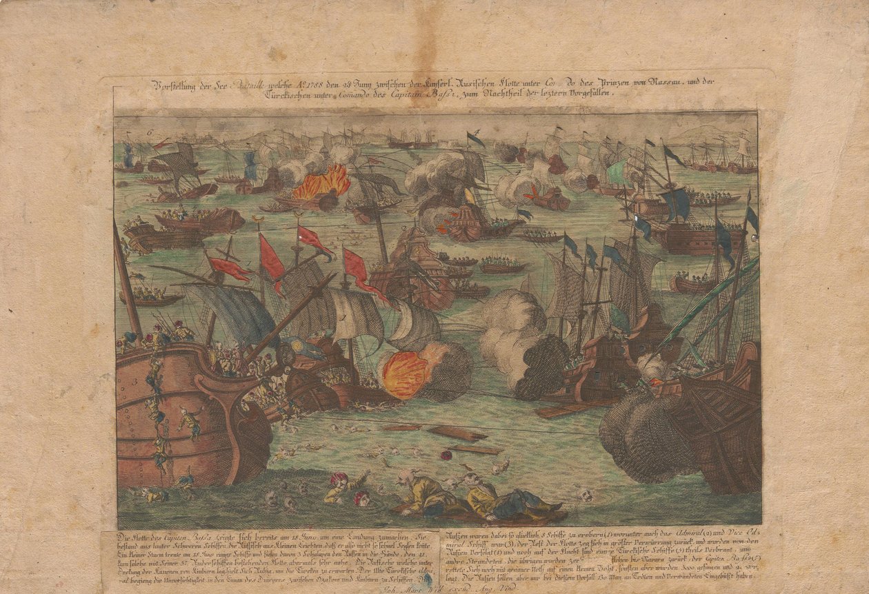 Seeschlacht zwischen der russischen und osmanischen Flotte im Schwarzen Meer am 28. und 29. Juni 1788, 1788 von Unbekannt