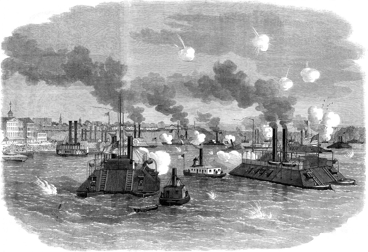 Seeschlacht auf dem Mississippi, Memphis, Tennessee, Amerikanischer Bürgerkrieg, Juli 1862 von Unbekannt