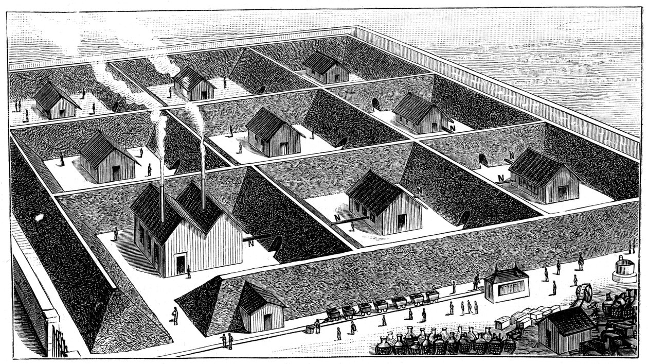 Nitroglycerinverarbeitungsanlage, Sprengstofffabrik, Val Bormida, bei Cengio, Italien, 1888 von Unbekannt