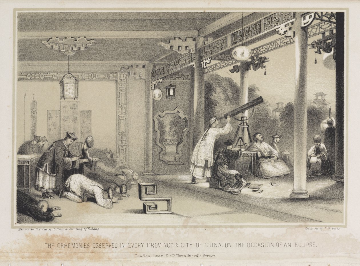 Beobachtung einer Sonnenfinsternis in China, ca. 1836 von Unbekannt