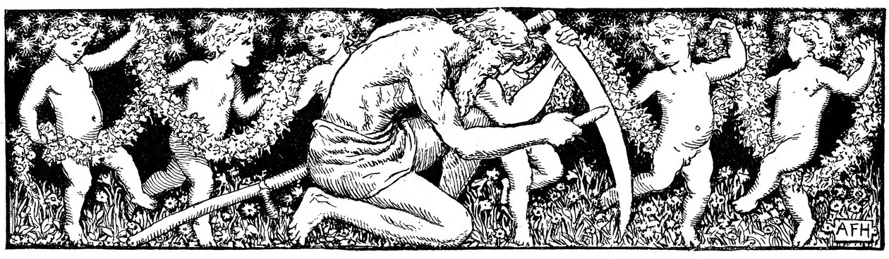 Der alte Vater Zeit schärft seine Sense, 1891 von Unbekannt