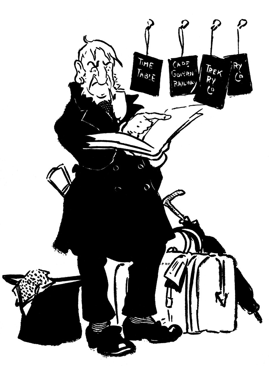 Oom Paul konsultiert den Fahrplan, 1900 von Unbekannt