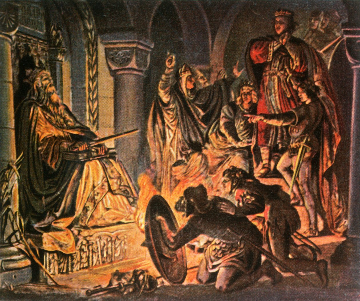 Otto III. besucht das Grab Karls des Großen, 1000 n. Chr., 1936 von Unbekannt