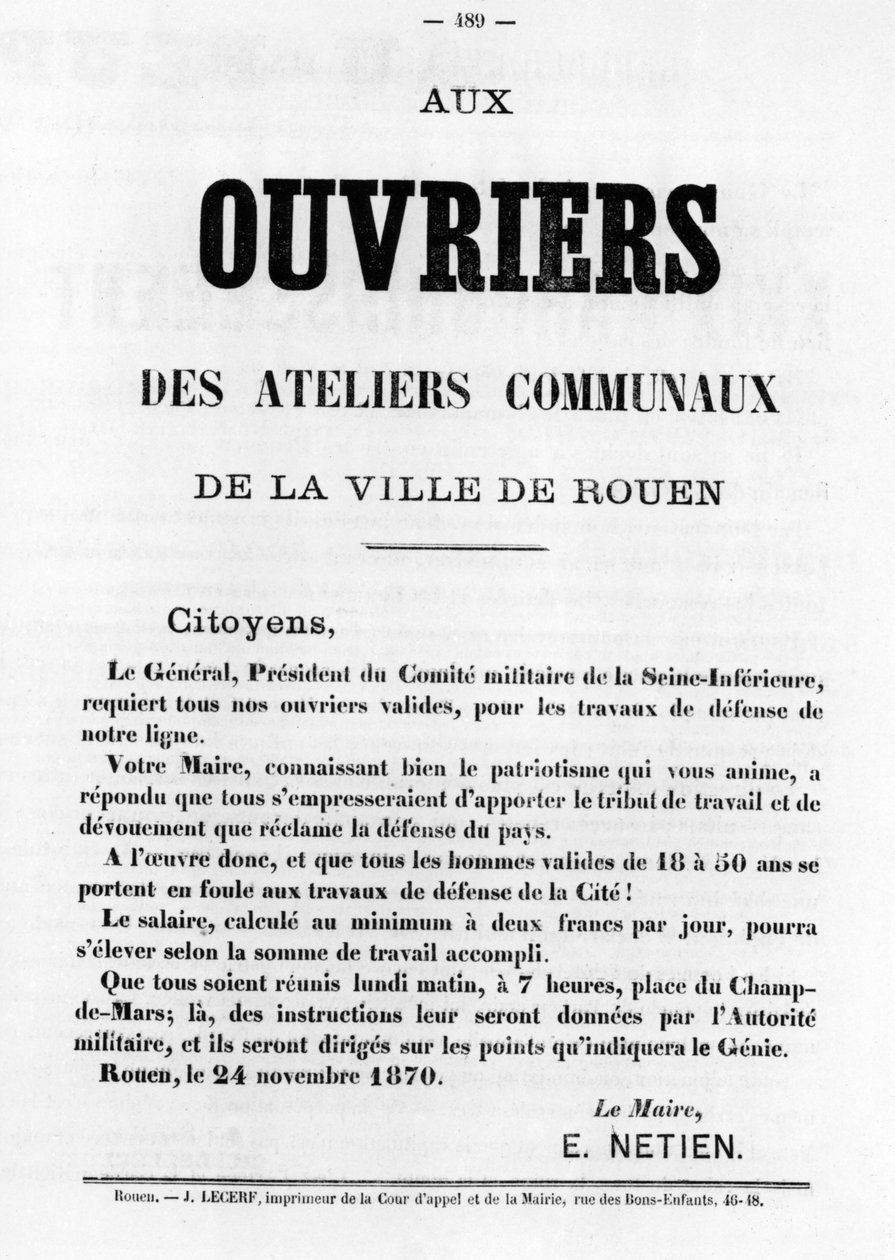 Ouvriers, aus Französische politische Plakate der Pariser Kommune, Mai 1871 von Unbekannt