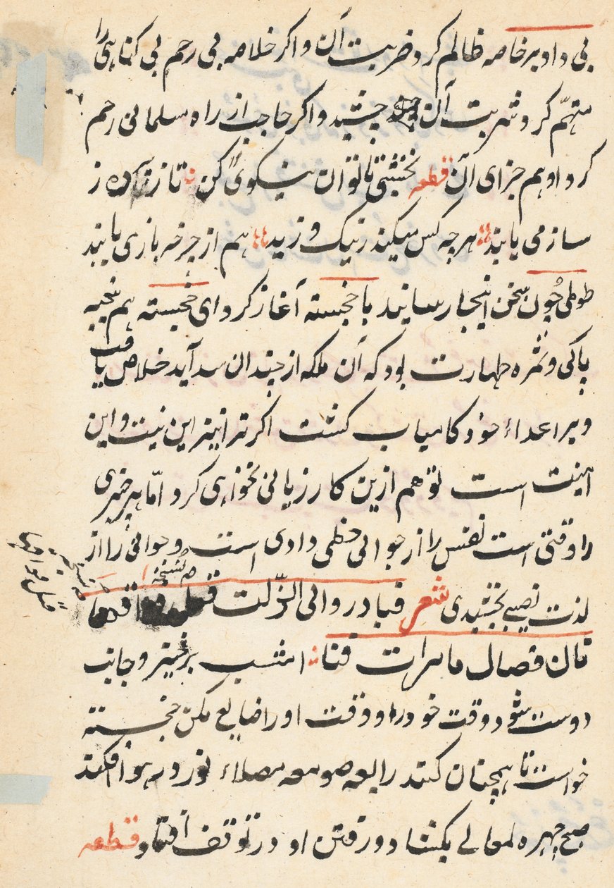 Seite aus den Geschichten eines Papageis Tuti-nama: Textseite, ca. 1560 von Unbekannt