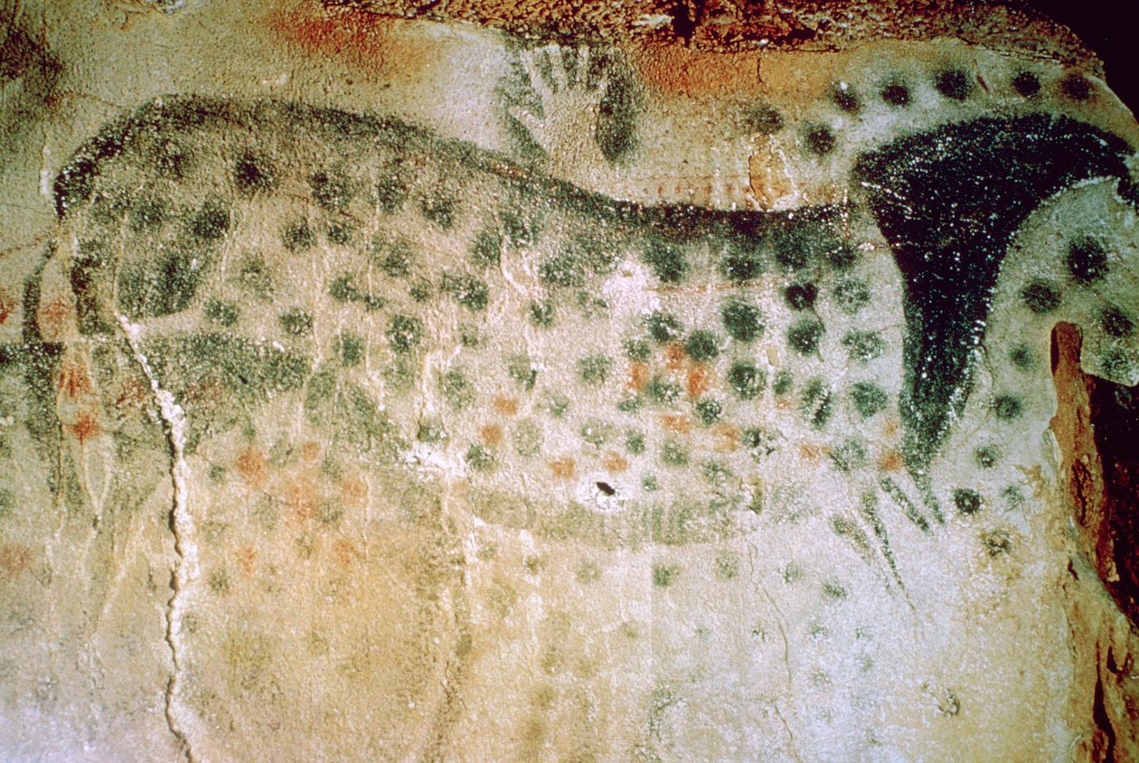 Paläolithische Höhlenmalerei eines Pferdes und menschlicher Hände aus Frankreich von Unbekannt