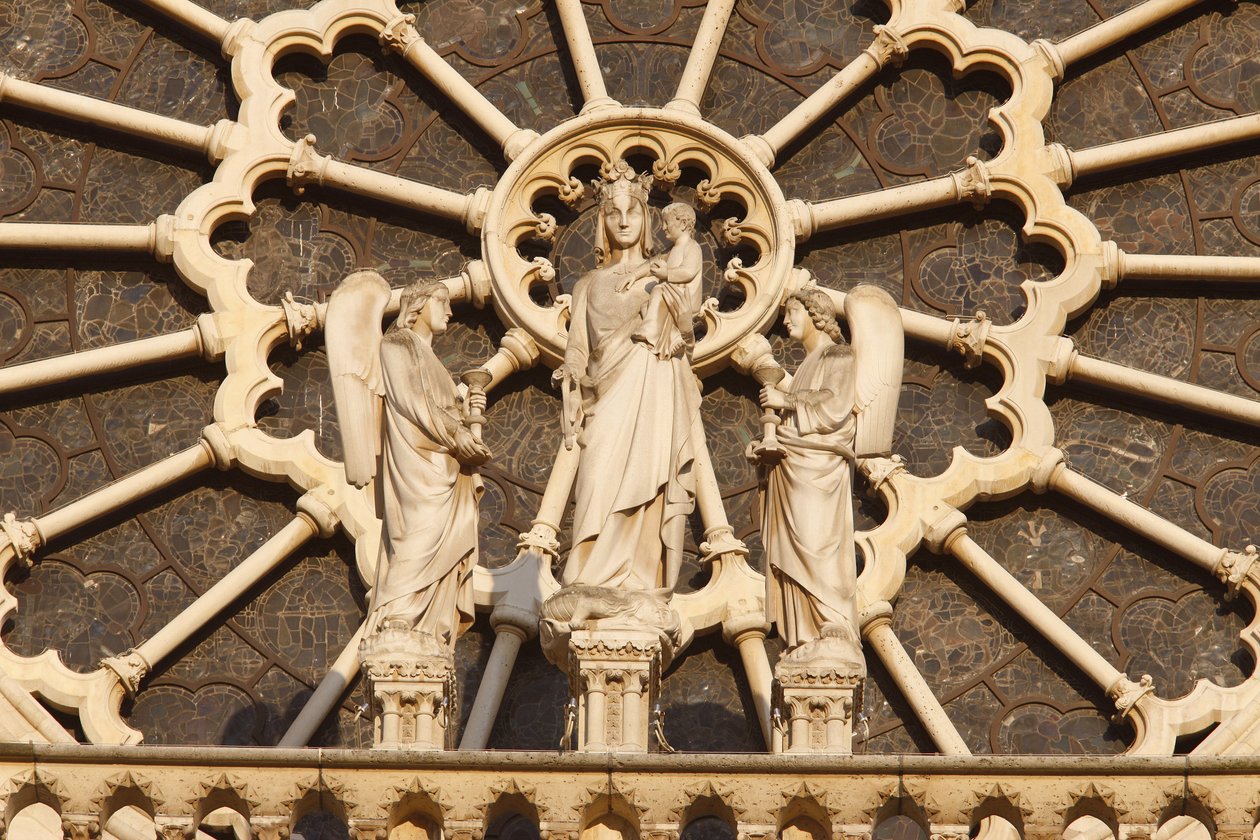 Paris Notre-Dame-Kathedrale Westflügel: Jungfrau und Kind und Engel, Paris, Frankreich von Unbekannt