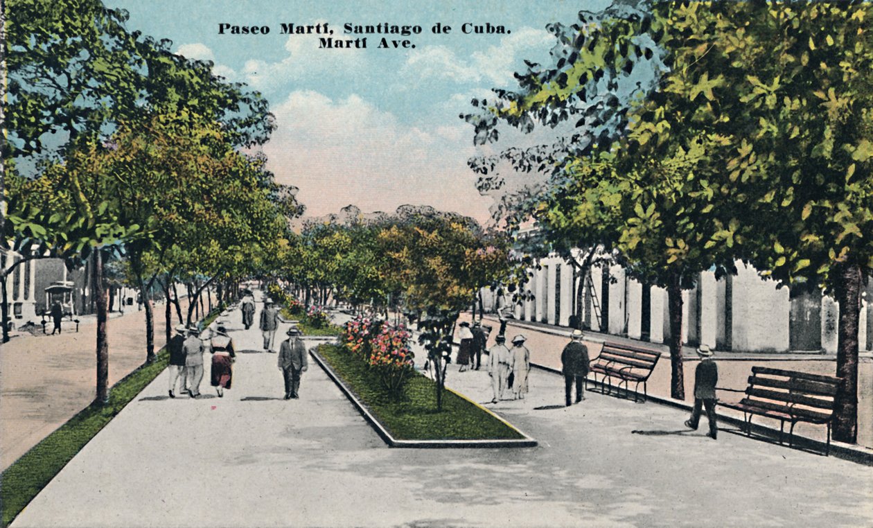 Paseo Martí, Santiago de Cuba, um 1910 von Unbekannt
