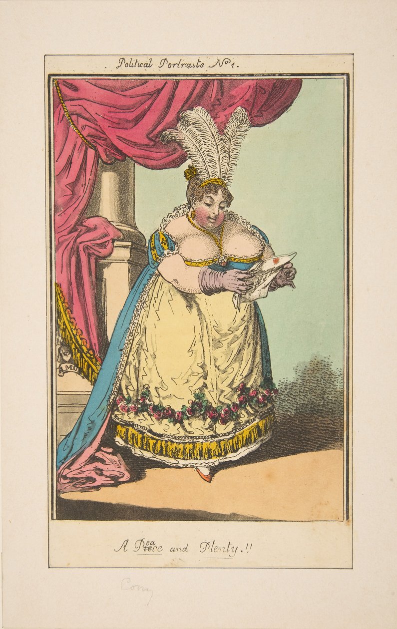 Frieden, Stück und Überfluss, Politische Porträts Nr. 1, ca. 1820 von Unbekannt
