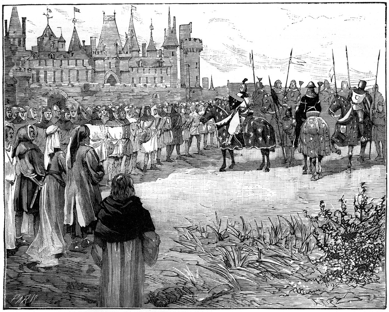 Philipp der Schöne inspiziert fünftausend Pariser, die bereit sind, Waffen zu tragen, um 1285-1314, 1882-1884 von Unbekannt