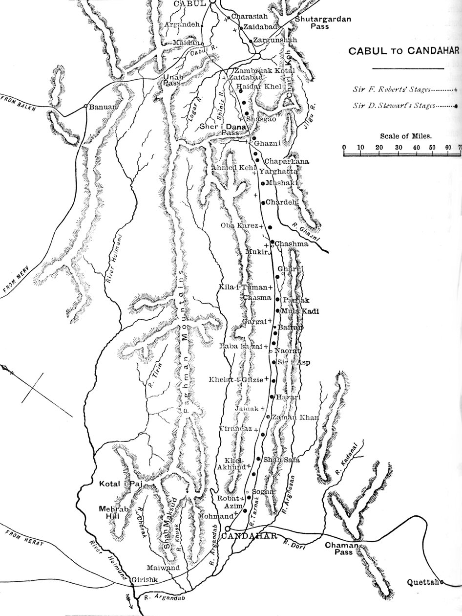 Plan von General Robertss Marsch von Kabul nach Kandahar, ca. 1880 von Unbekannt