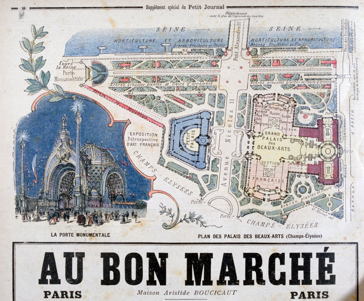 Plan der Porte Monumentale und des Palais des Beaux-Arts, 1900 von Unbekannt