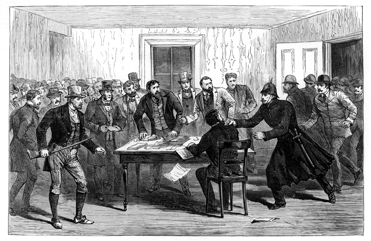 Polizeirazzia in den National Rent Offices in Loughrea, Irland, 1887 von Unbekannt