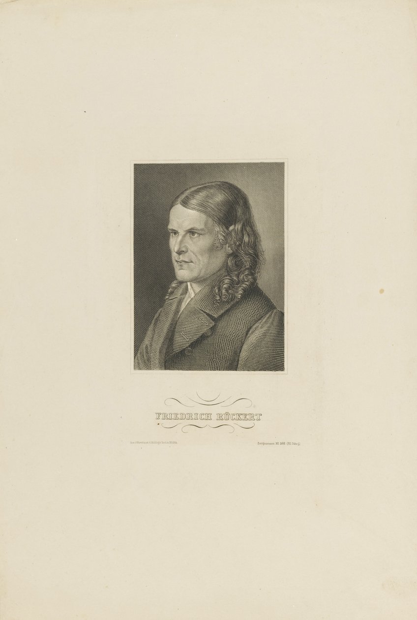 Porträt von Friedrich Rückert 1788-1866, ca. 1845 von Unbekannt