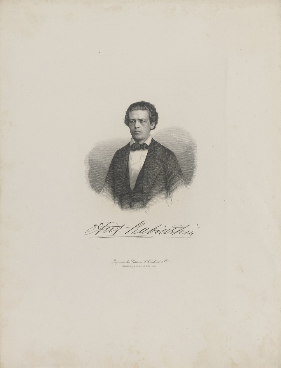 Porträt des Komponisten Anton Rubinstein 1829-1894, um 1850 von Unbekannt