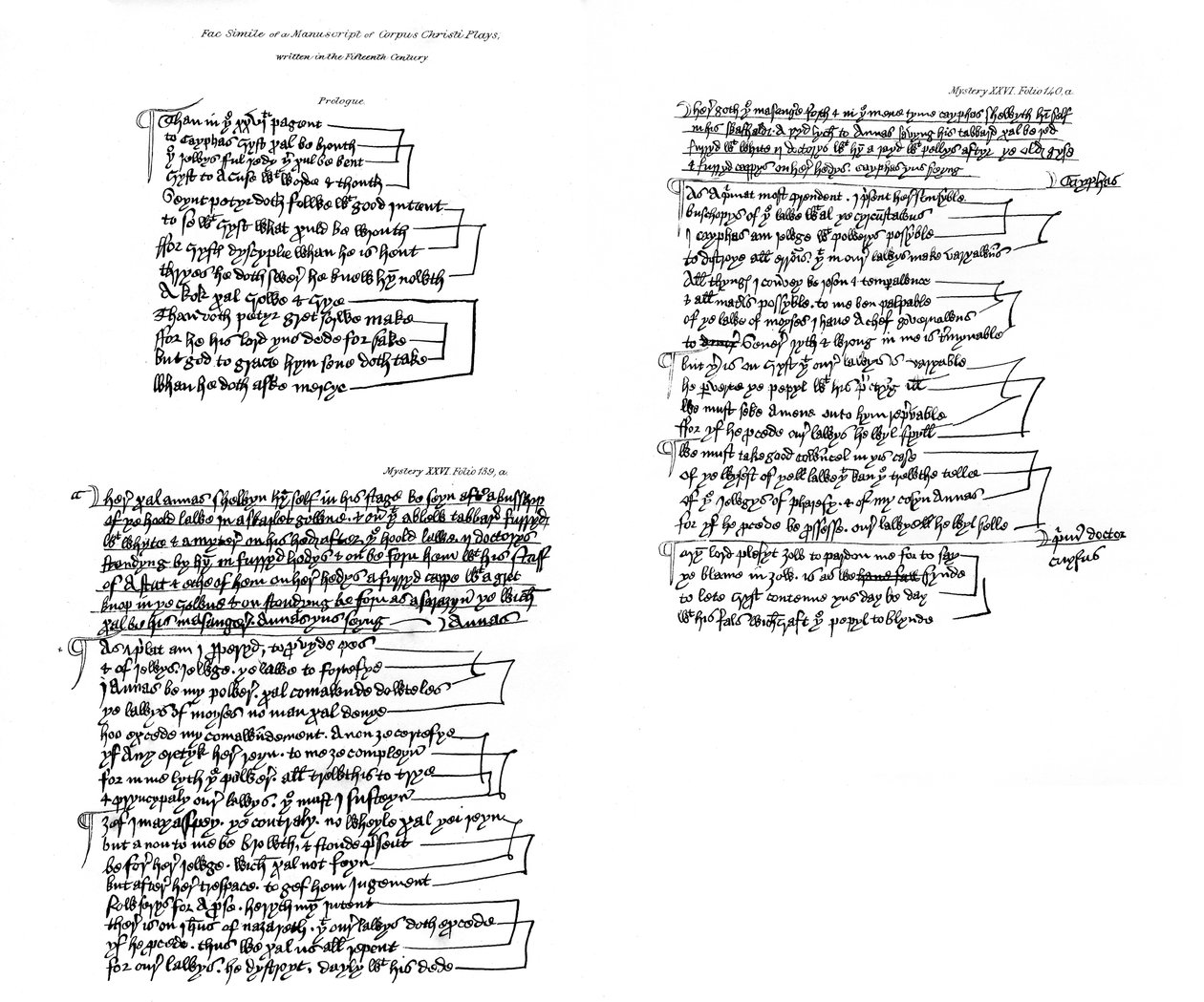 Prologe und Texte aus dem Manuskript der Corpus Christi Spiele, 15. Jahrhundert, 1840 von Unbekannt
