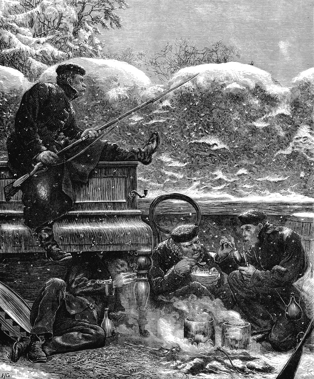 Preußische Truppen bei der Belagerung von Paris, Deutsch-Französischer Krieg, Dezember 1870 von Unbekannt