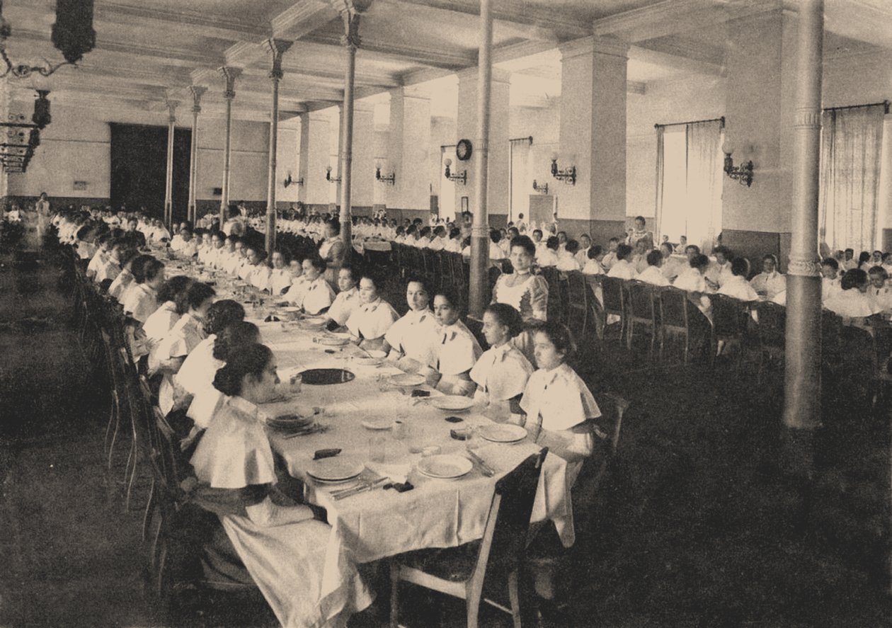 Schülerinnen des Smolny-Instituts für edle Jungfrauen in der Kantine von Unbekannt
