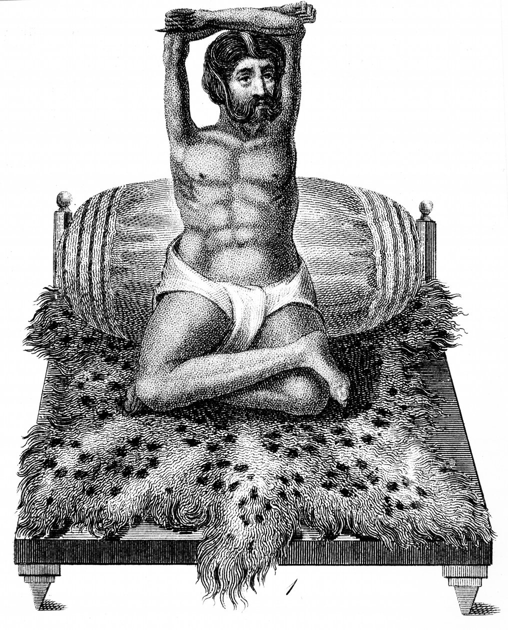 Purana Puri, hinduistischer Philosoph, hebt seine Arme über seinen Kopf, 1811 von Unbekannt