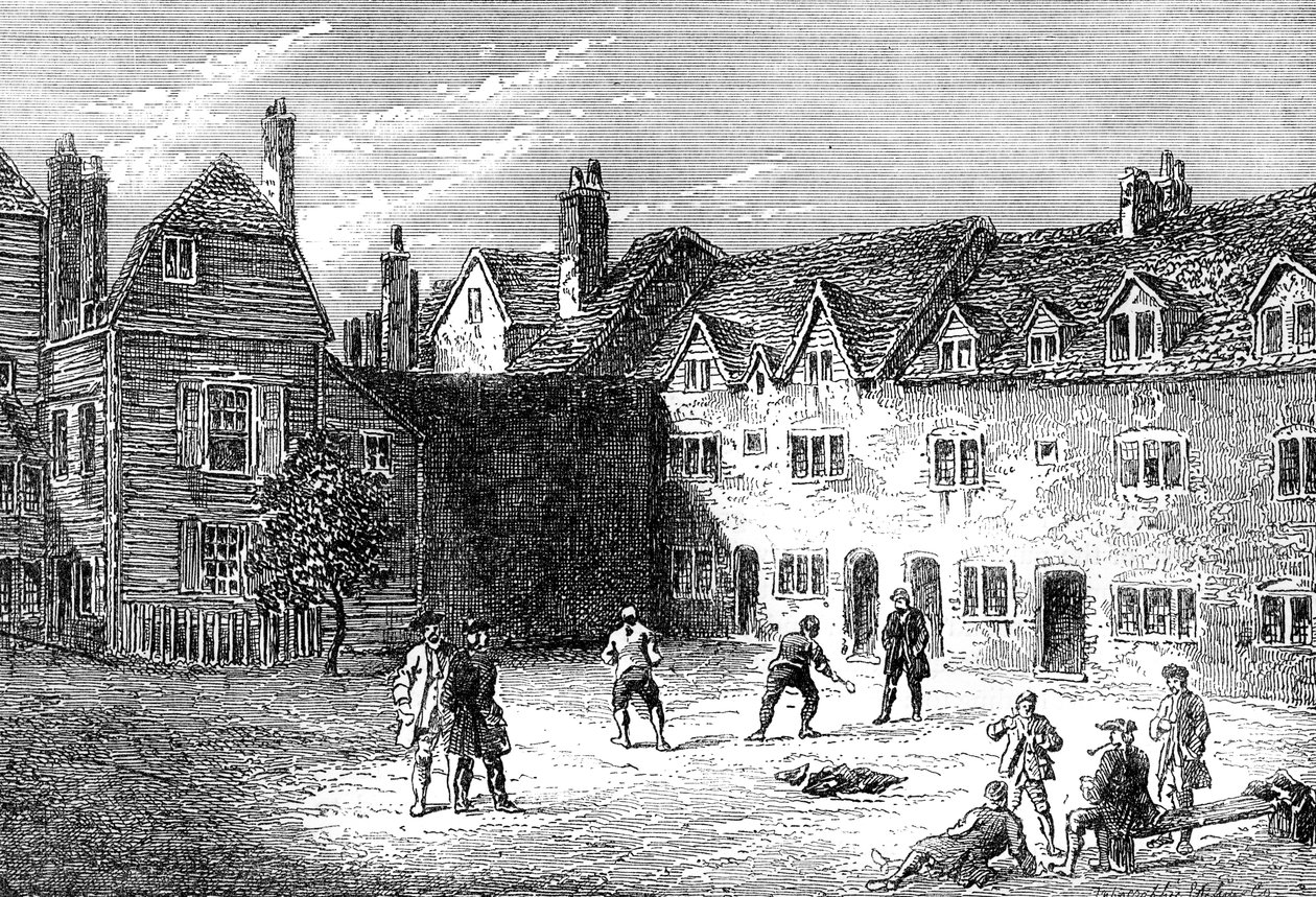 Racquet Court, das Marshalsea-Gefängnis, 19. Jahrhundert von Unbekannt