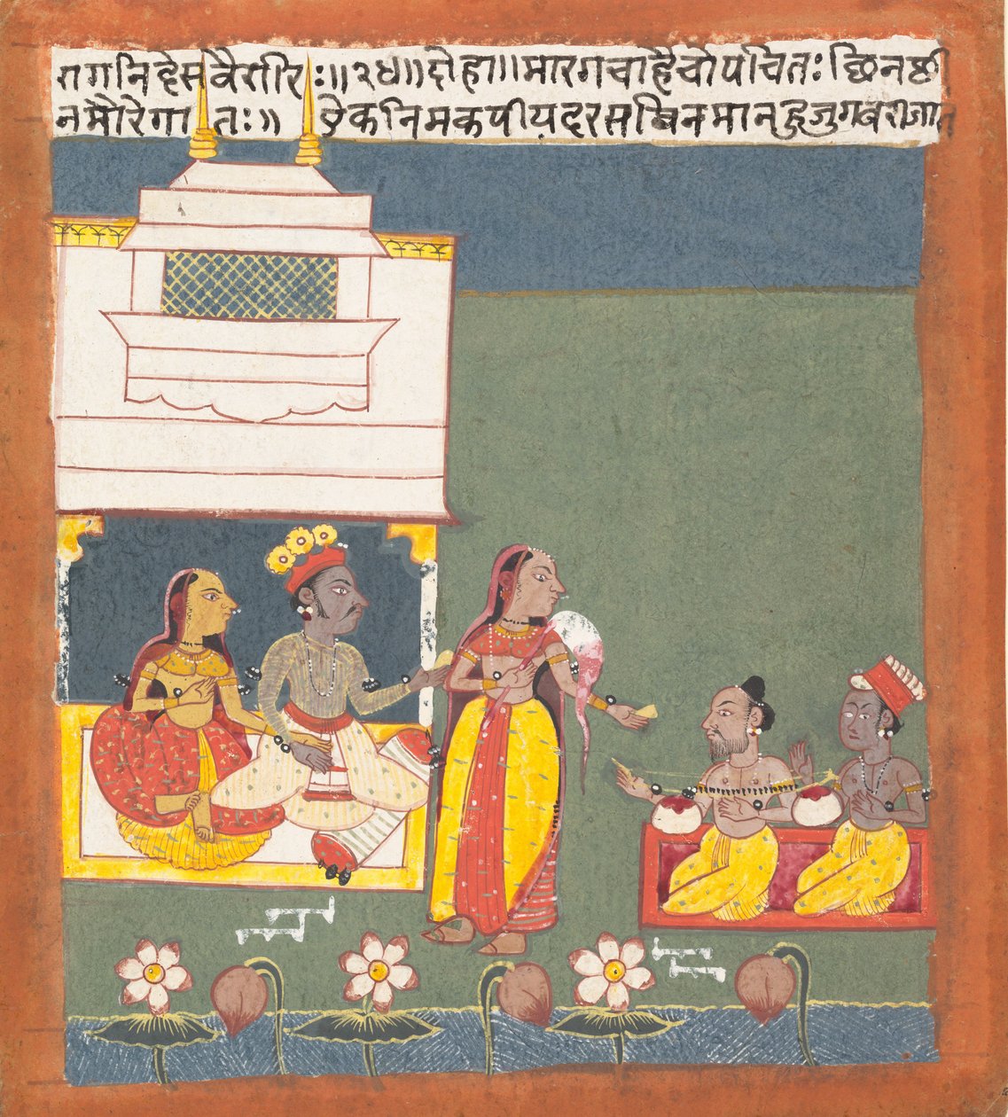 Ragini Des Variri: Seite aus einer verstreuten Ragamala-Serie (Girlande der musikalischen Modi), ca. 1680 von Unbekannt