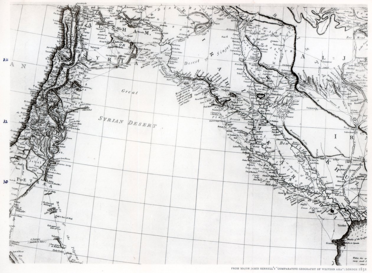 Rennells Karte der syrischen Wüste, datiert 1809, veröffentlicht 1831 von Unbekannt