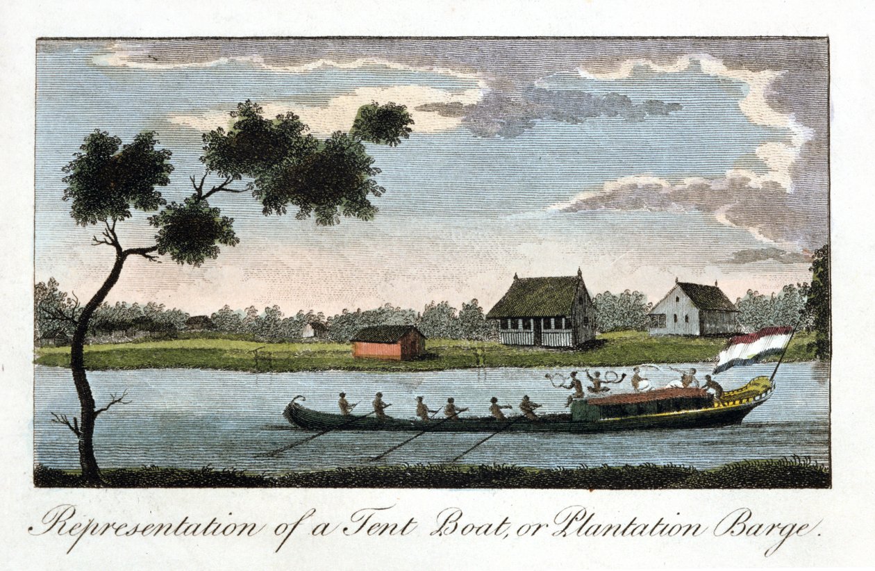 Darstellung eines Zeltbootes oder Plantagenkahns, 1813 von Unbekannt