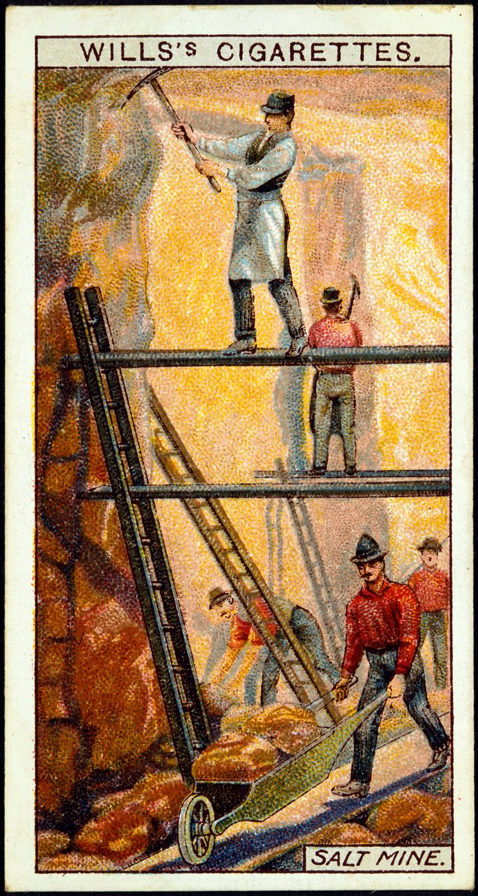Steinsalz: Bergleute bei der Arbeit in der Salzmiene, Wieliczka, Galizien, Polen, 20. Jahrhundert von Unbekannt