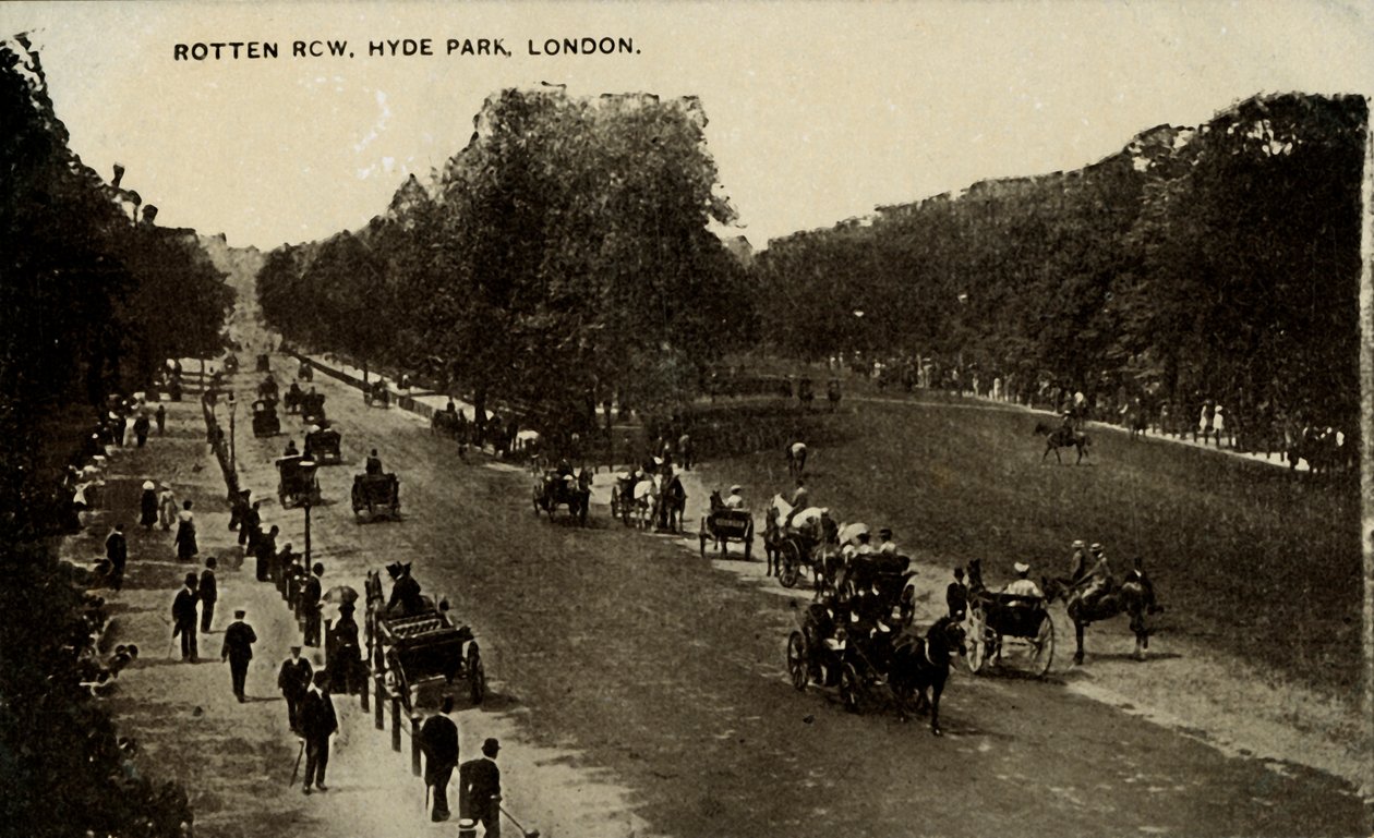 Rotten Row, Hyde Park, London, spätes 19. - frühes 20. Jahrhundert von Unbekannt