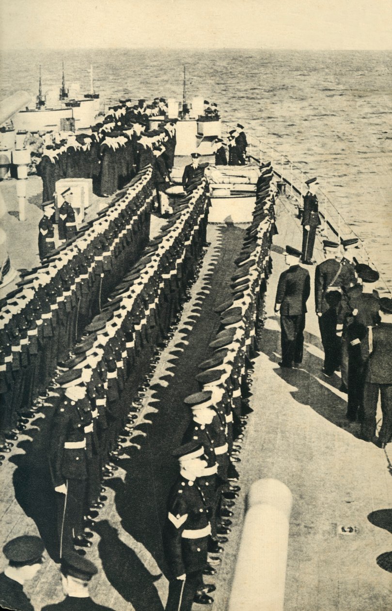 Royal Marines auf Parade an Bord eines Schiffes, Zweiter Weltkrieg, ca. 1939-ca. 1943, 1944 von Unbekannt