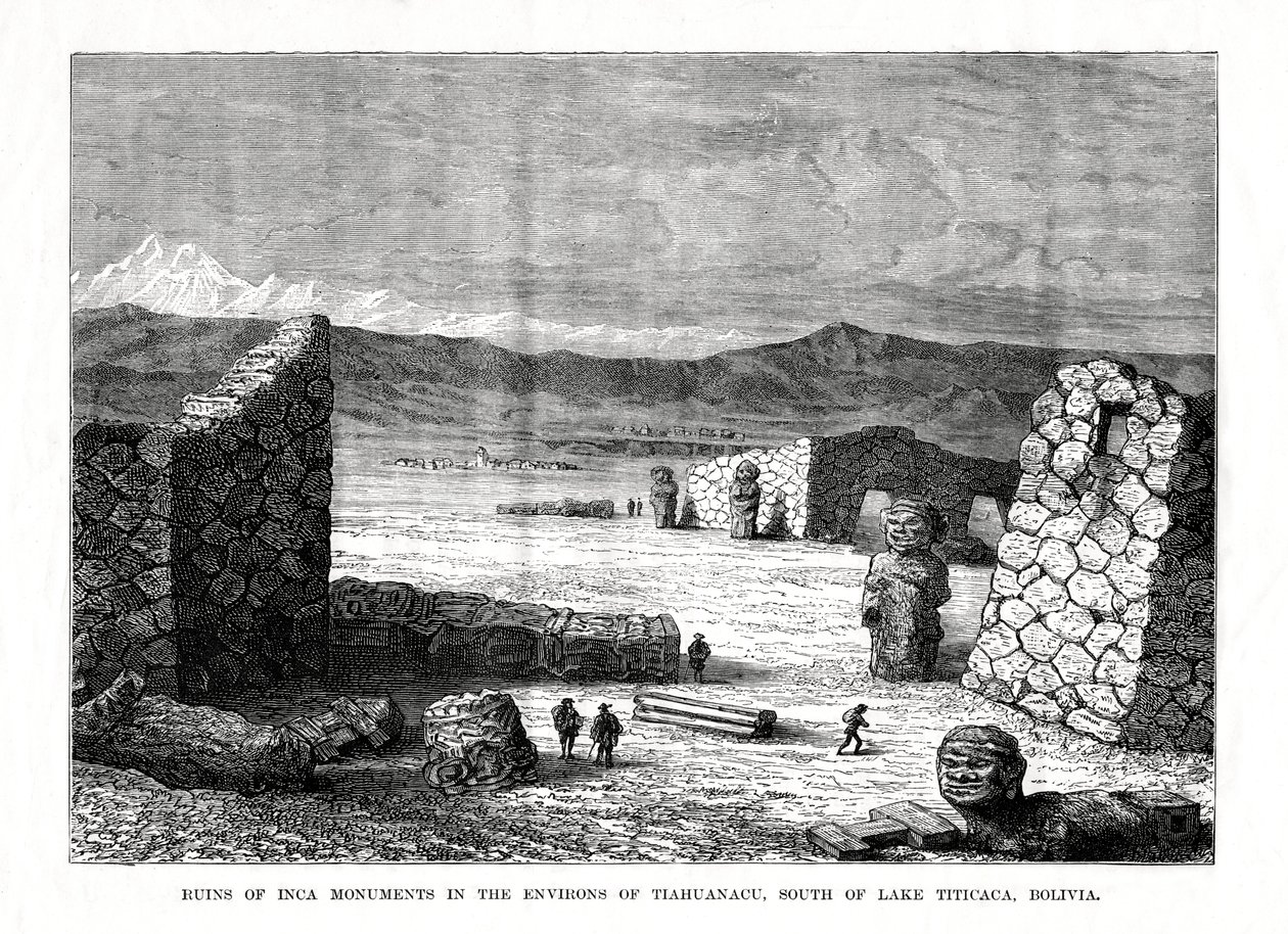 Ruinen der Inka-Monumente in der Umgebung von Tiahuanacu, südlich des Titicacasees, Bolivien von Unbekannt