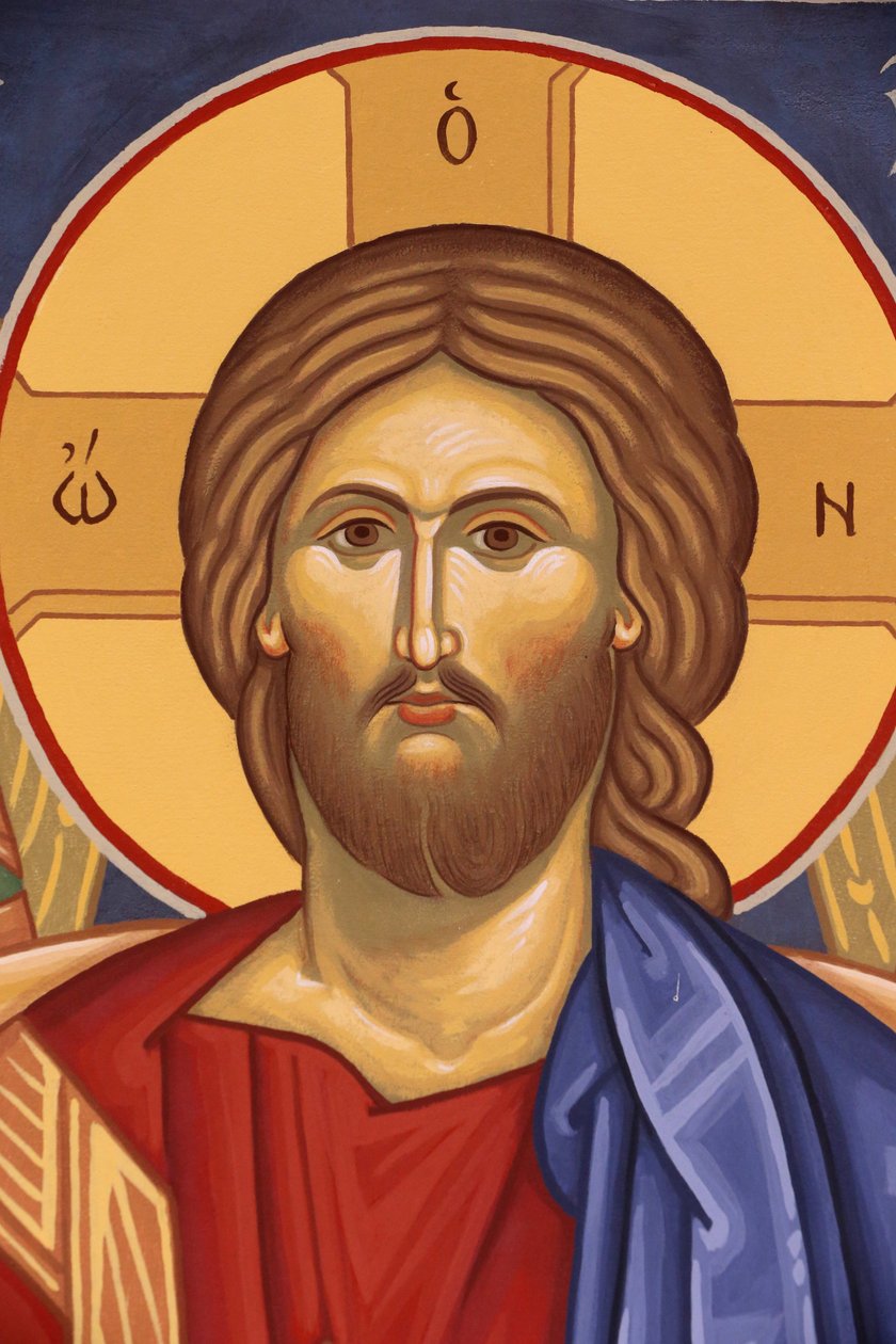 Orthodoxes Kloster Saint-Antoine-le-Grand. Ikone von Christus Pantokrator, Saint-Laurent-en-Royans, Frankreich von Unbekannt