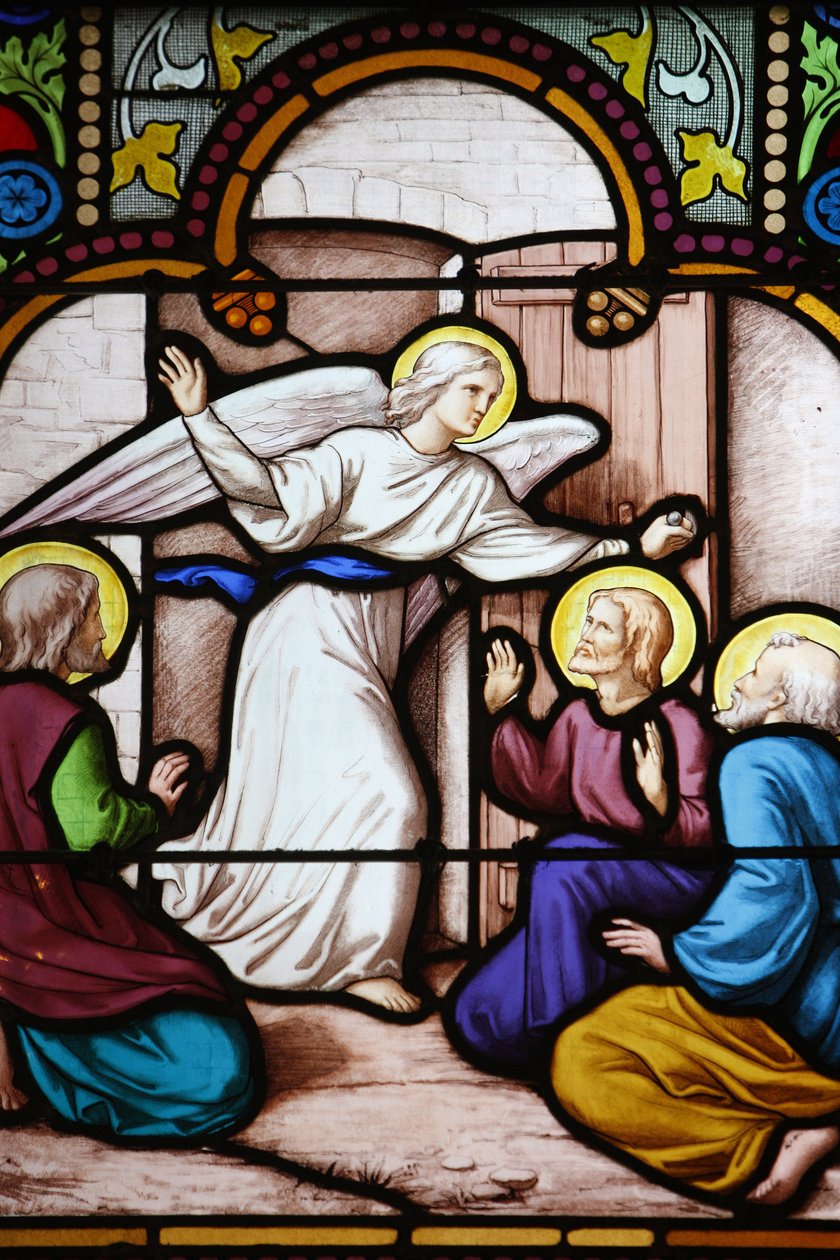 Kathedrale Saint-Corentin, Quimper Buntglasfenster: Erscheinung des Engels an Petrus, Quimper, Frankreich von Unbekannt