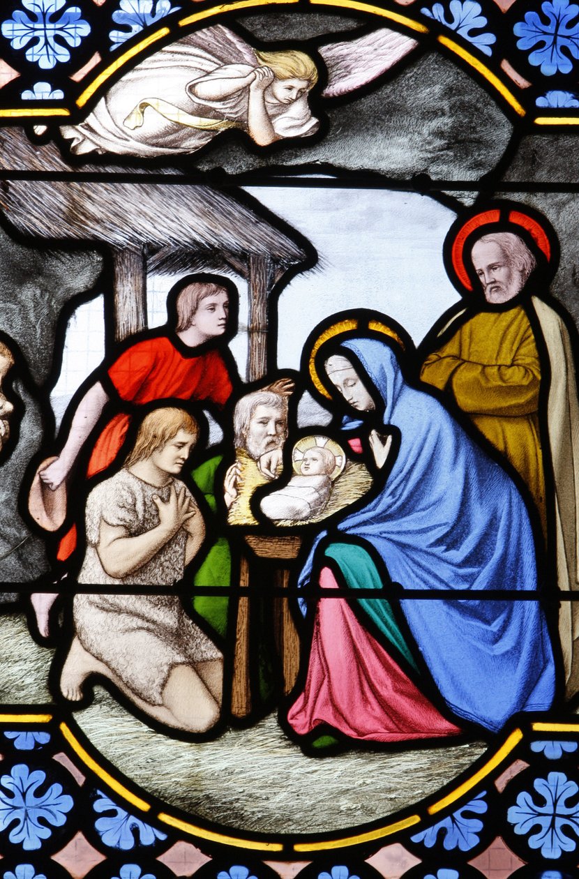 Kathedrale Saint-Corentin, Quimper Buntglasfenster: Anbetung der Hirten, Quimper, Frankreich von Unbekannt