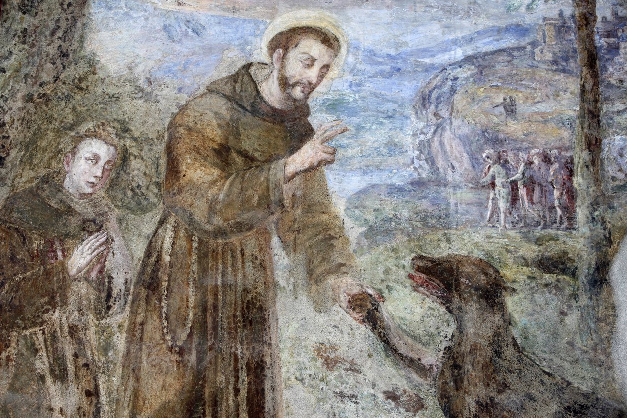 Santa Chiara Kreuzgang, Neapel Fresko (Detail): SFrancesco, Neapel, Italien von Unbekannt