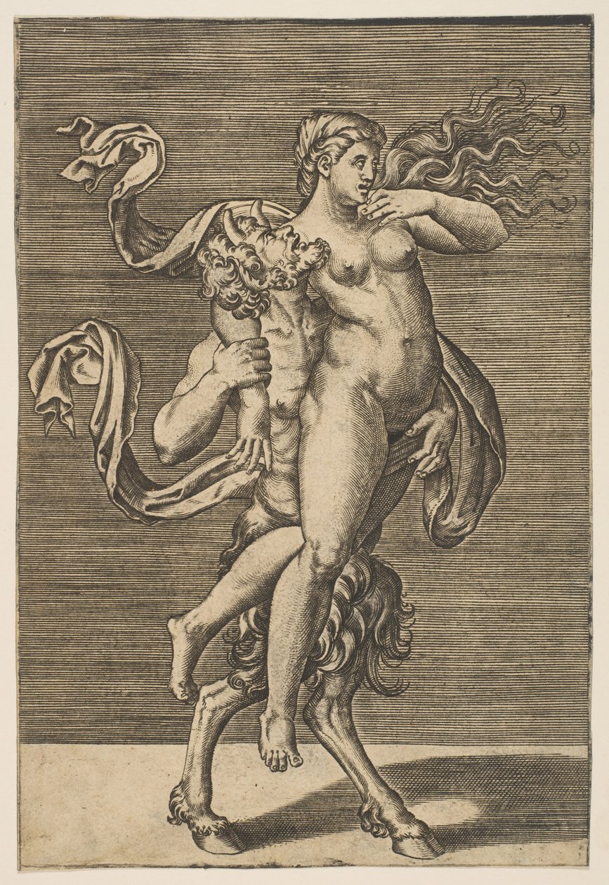 Satyr trägt eine Nymphe und hält ihren rechten Arm fest, ca. 1515-1600 von Unbekannt