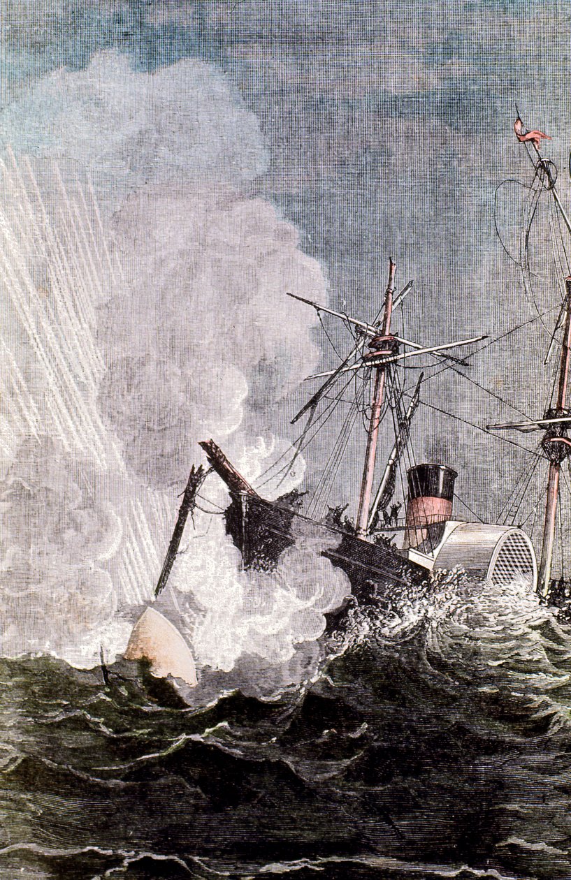 Szene aus Jules Vernes Von der Erde zum Mond, 1865 von Unbekannt