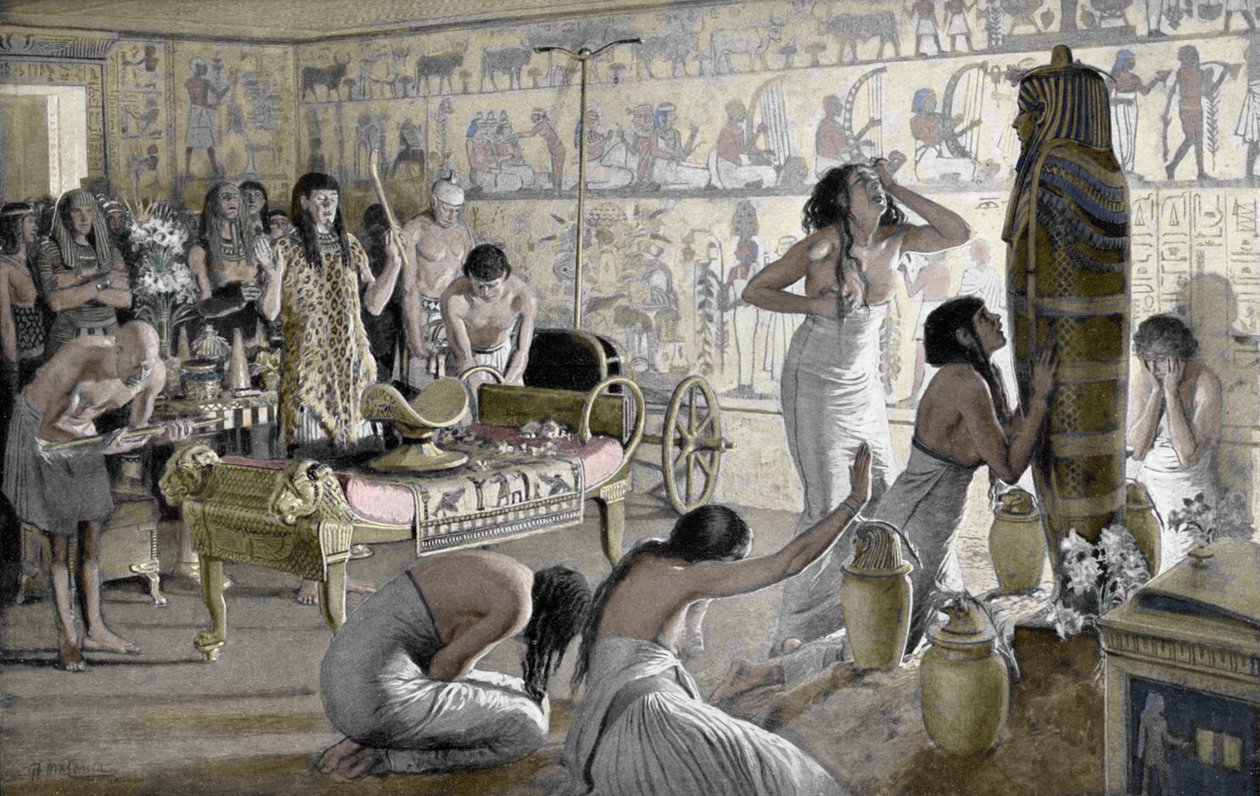 Trauerszene im Totentempel von Tutanchamun, Ägypten, 1325 v. Chr., 1933-1934 von Unbekannt