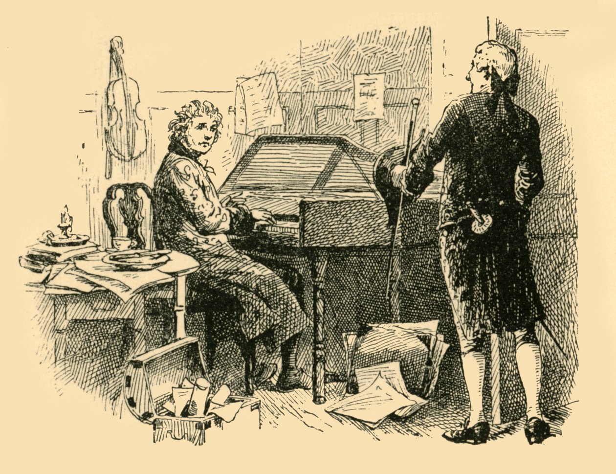 Sitzend vor einem alten, abgenutzten Klavier, 1907 von Unbekannt