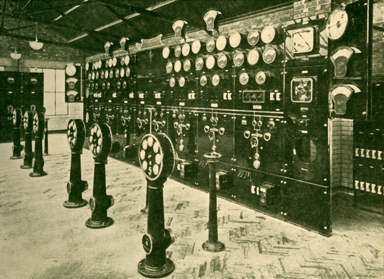 Abschnitt des Schaltbretts im Kraftwerk, Metropolitan Railway, 1930 von Unbekannt