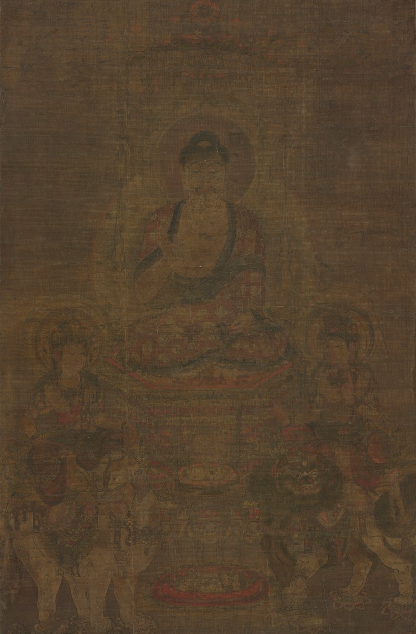 Shakyamuni-Trias: Buddha begleitet von Manjushri und Samantabhadra, ca. 900 von Unbekannt