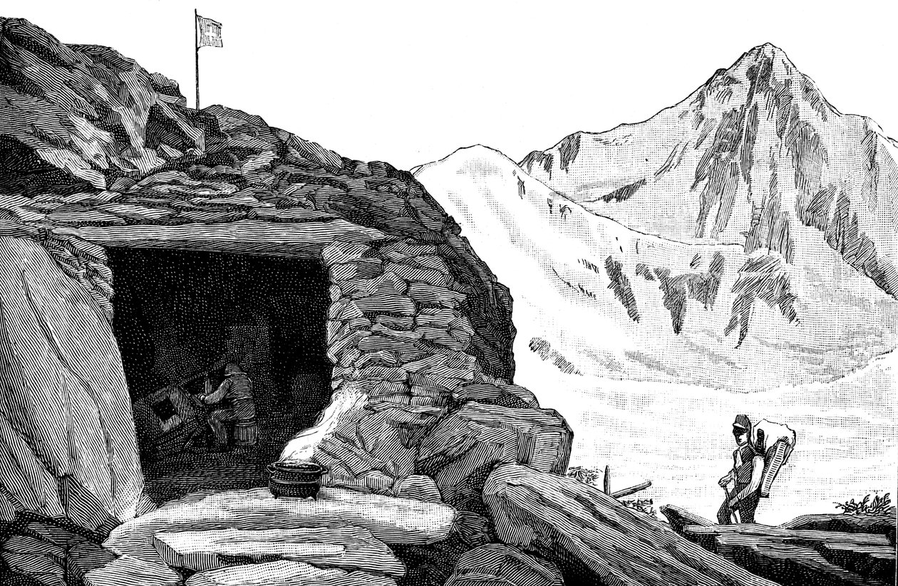 Unterstand gebaut vom Glaziologen Louis Agassiz, Aar-Gletscher, Schweiz, 1840 1885 von Unbekannt