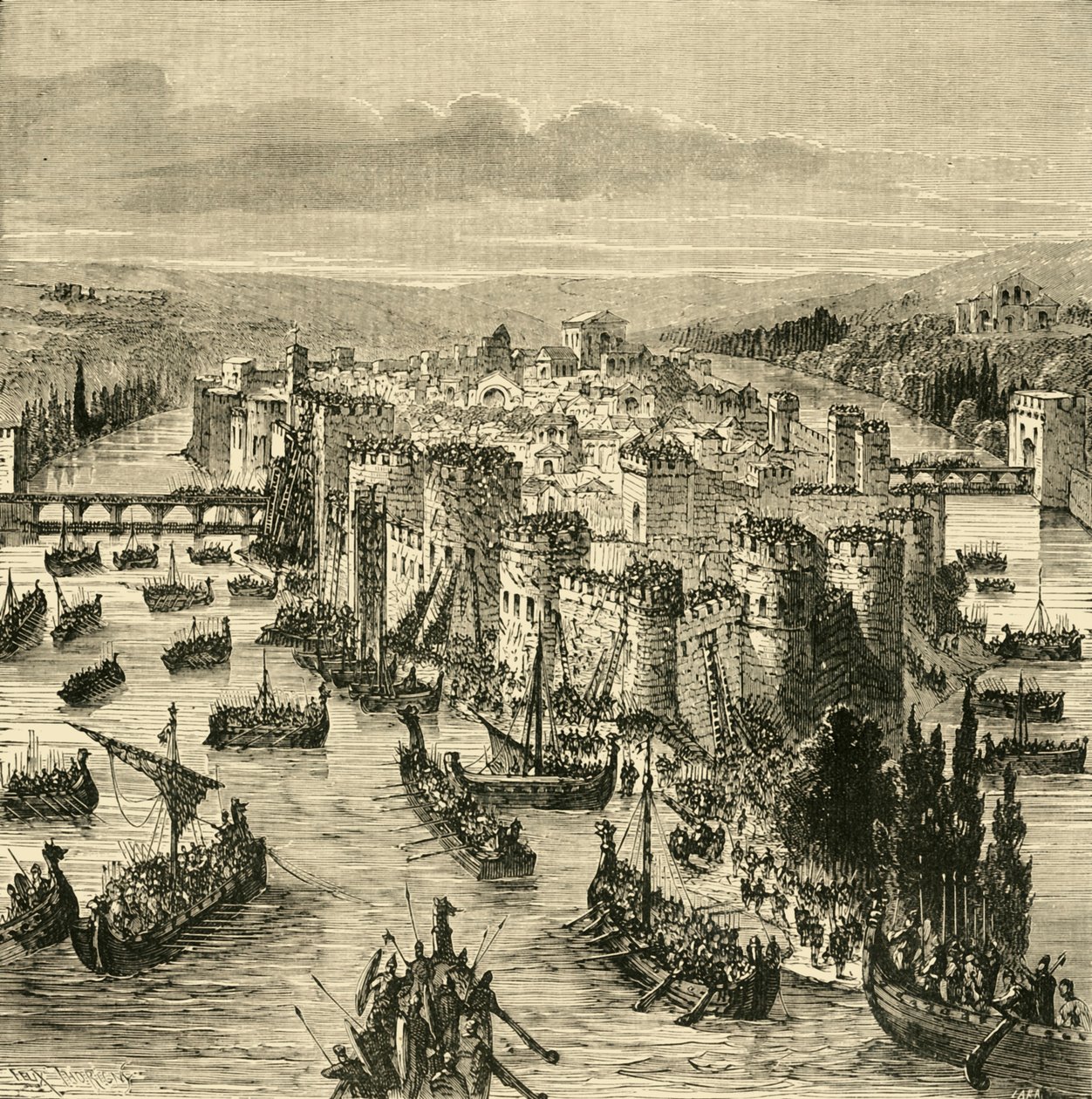 Belagerung von Paris durch die Nordmänner, 845, 1890 von Unbekannt