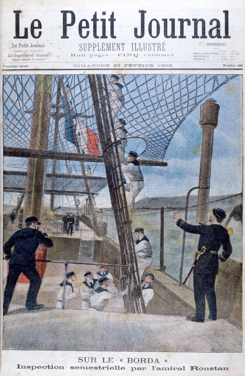 Sechsmonatige Inspektion durch Admiral Roustan an Bord der Borda, 1902 von Unbekannt