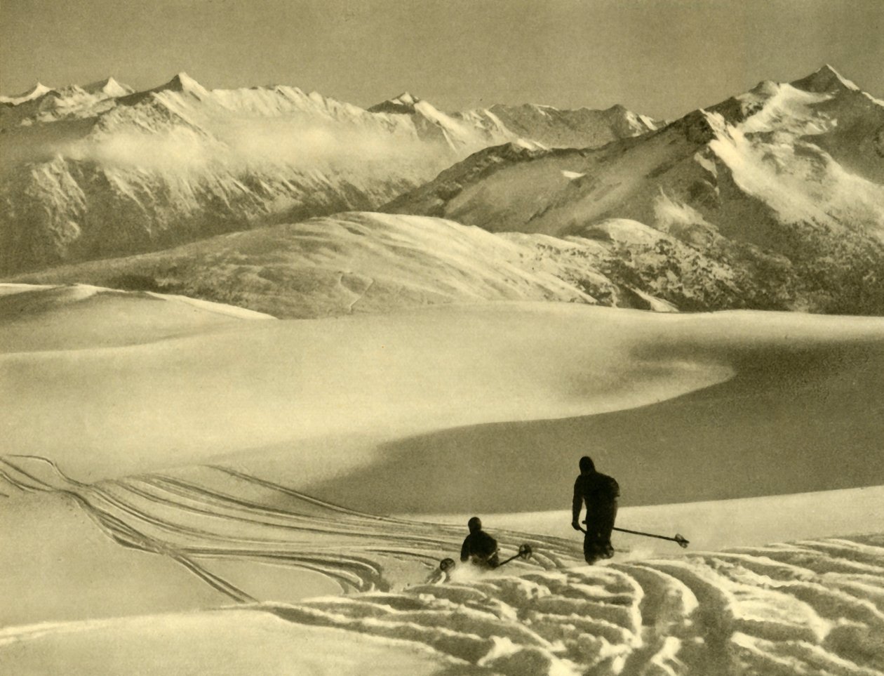 Skifahren auf dem Gerlos-Plateau, Österreich, um 1935 von Unbekannt