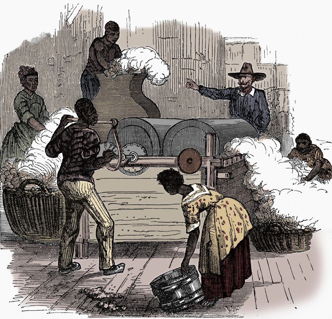 Sklavenarbeit auf einer Baumwollplantage in den Südstaaten Amerikas, 1860 von Unbekannt