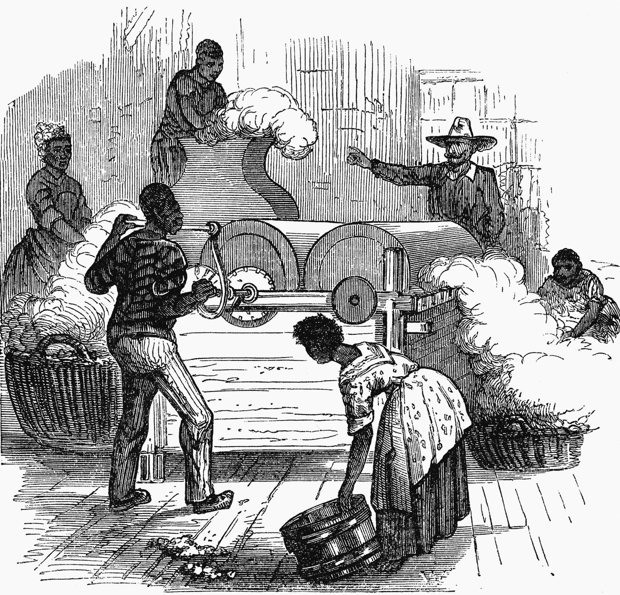 Sklavenarbeit auf einer Baumwollplantage in den Südstaaten Amerikas, 1860 von Unbekannt
