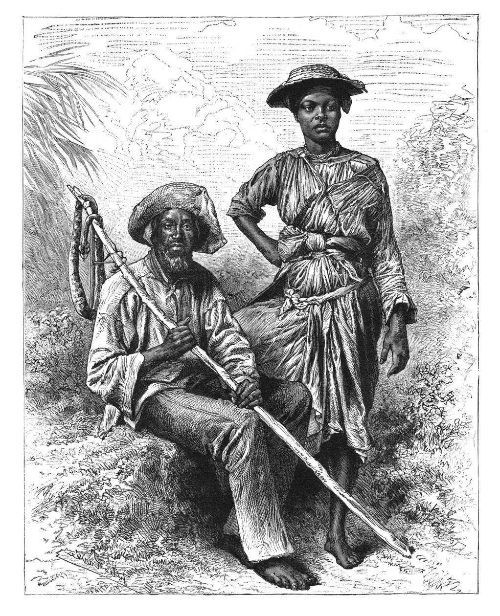 Schlangenfänger und Kohlenmädchen, Martinique, ca. 1890 von Unbekannt